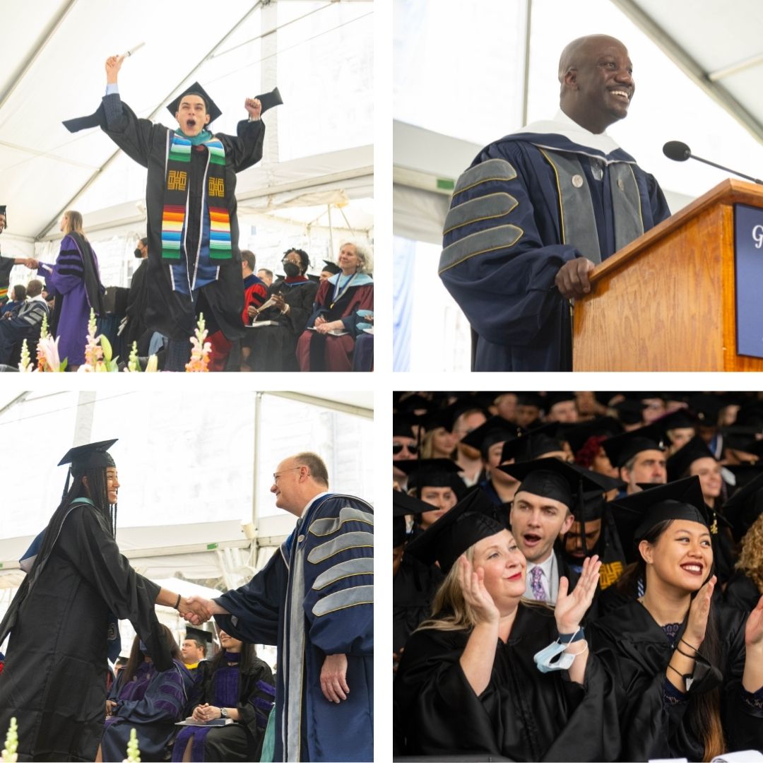 Class of 2022 celebrating Commencement in-person on Healy Lawn.