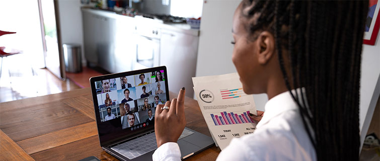 Business woman on a video call.