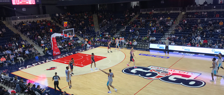 Players on basketball court