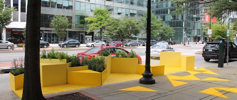 Bright yellow parklet in DC