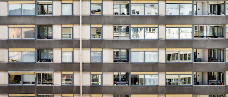 Apartment building in metro area