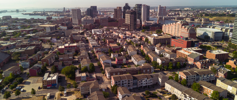 Baltimore Inner Harbor and surrounding neighborhoods