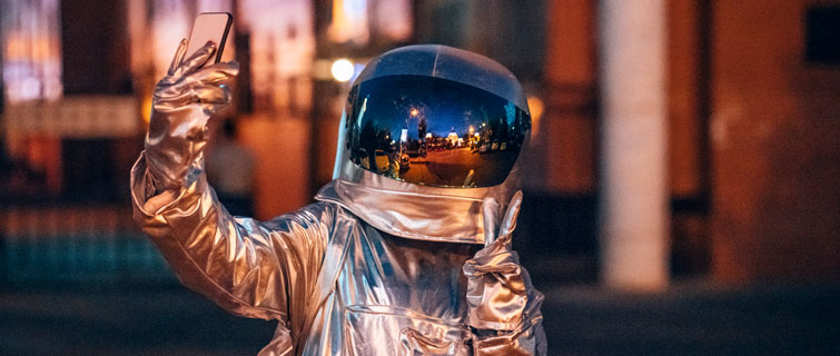 Astronaut taking selfie.