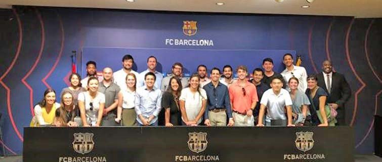 Georgetown students in FC Barcelona's press room
