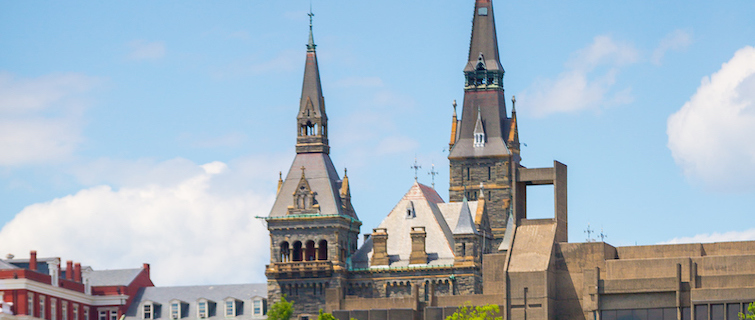 Georgetown's Healy Hall against a clear sky