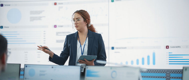 Woman giving presentation