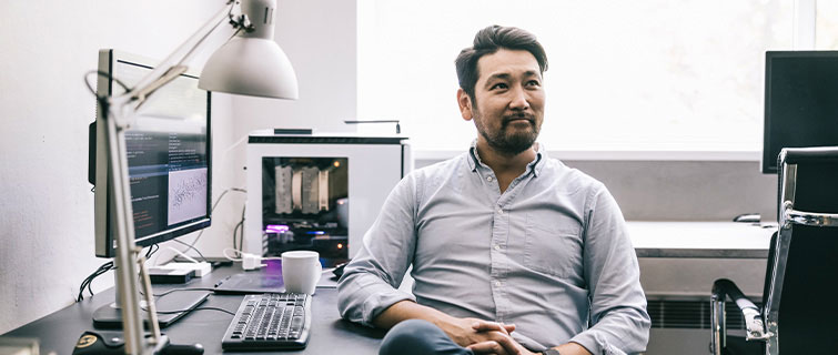 Man sitting at desk