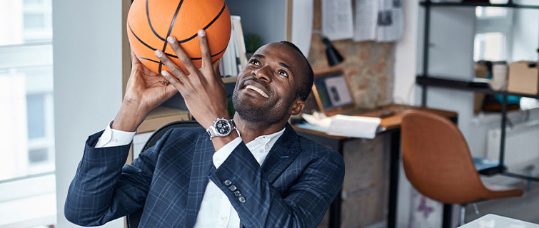 Man holding a basketball