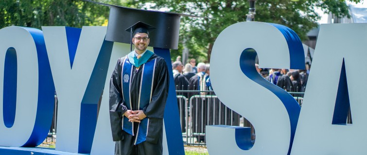 Nick Lagalante (G'24) in graduation regalia.