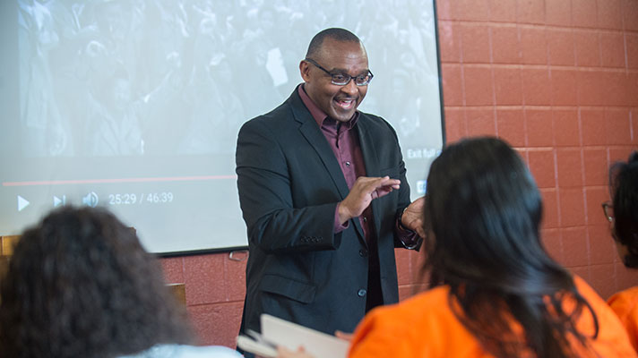 The Rev. Dr. Brad Braxton with incarcerated students.