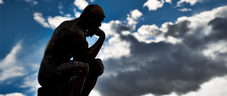 Thinking Man Silhouette with Sky