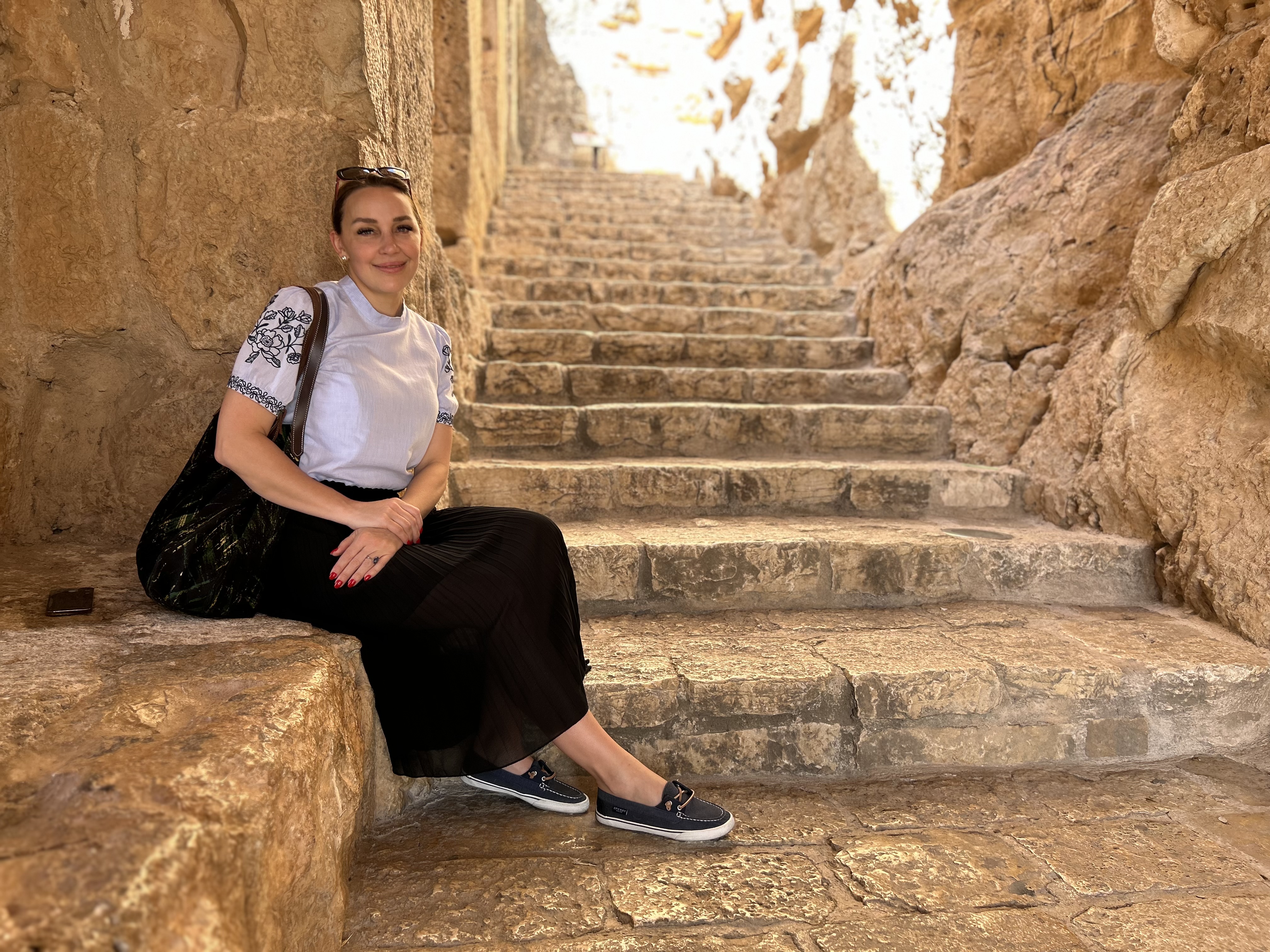 Kristi Riggs inside Ajloun Castle.