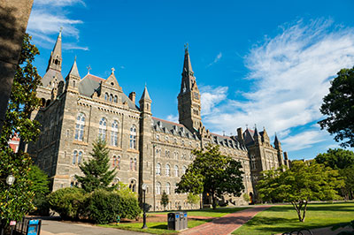 Exterior shot of Georgetown University's historic Healy Hall
